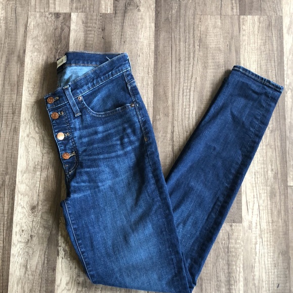Madewell 9 inch High Rise Button Fly Skinny Jeans 28T - Picture 2 of 9
